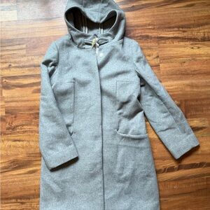 Babaton Wool Gray Hooded Trench Coat Peacoat